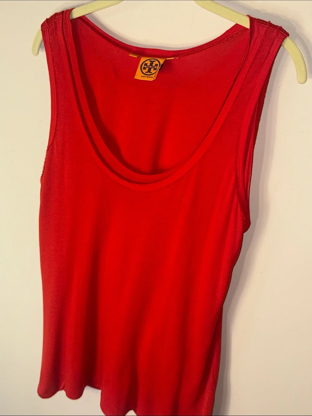 Tory Burch Red Sleeveless Scoop Neck Tank